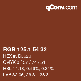 カラーコード: RGB 125.1 54 32 | qconv.com