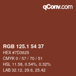 カラーコード: RGB 125.1 54 37 | qconv.com