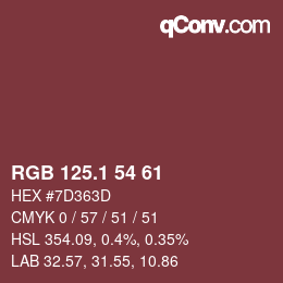 カラーコード: RGB 125.1 54 61 | qconv.com