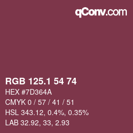カラーコード: RGB 125.1 54 74 | qconv.com