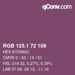 カラーコード: RGB 125.1 72 108 | qconv.com