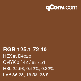 カラーコード: RGB 125.1 72 40 | qconv.com