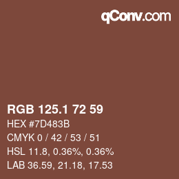 カラーコード: RGB 125.1 72 59 | qconv.com