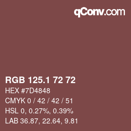 カラーコード: RGB 125.1 72 72 | qconv.com