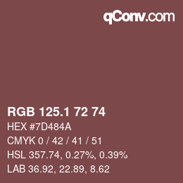 カラーコード: RGB 125.1 72 74 | qconv.com