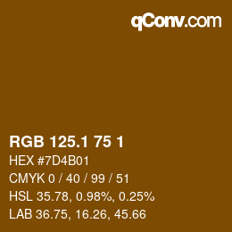 カラーコード: RGB 125.1 75 1 | qconv.com
