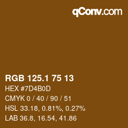 Color code: RGB 125.1 75 13 | qconv.com