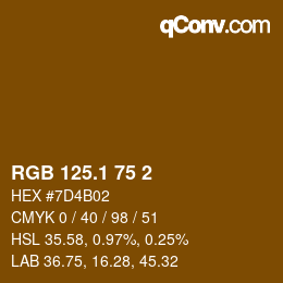 カラーコード: RGB 125.1 75 2 | qconv.com