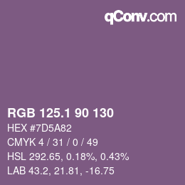 カラーコード: RGB 125.1 90 130 | qconv.com