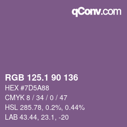 カラーコード: RGB 125.1 90 136 | qconv.com