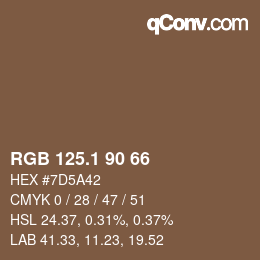 Color code: RGB 125.1 90 66 | qconv.com