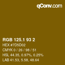 カラーコード: RGB 125.1 93 2 | qconv.com