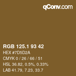 カラーコード: RGB 125.1 93 42 | qconv.com
