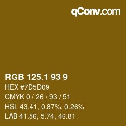 カラーコード: RGB 125.1 93 9 | qconv.com