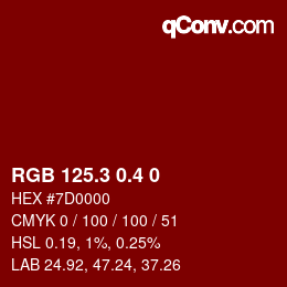 カラーコード: RGB 125.3 0.4 0 | qconv.com