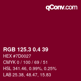 カラーコード: RGB 125.3 0.4 39 | qconv.com