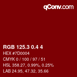 カラーコード: RGB 125.3 0.4 4 | qconv.com