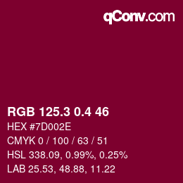 カラーコード: RGB 125.3 0.4 46 | qconv.com
