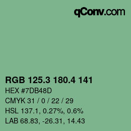カラーコード: RGB 125.3 180.4 141 | qconv.com