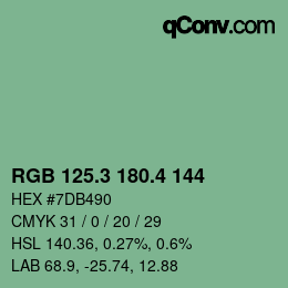 カラーコード: RGB 125.3 180.4 144 | qconv.com