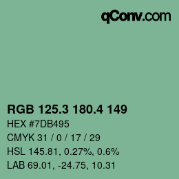 カラーコード: RGB 125.3 180.4 149 | qconv.com
