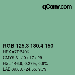カラーコード: RGB 125.3 180.4 150 | qconv.com