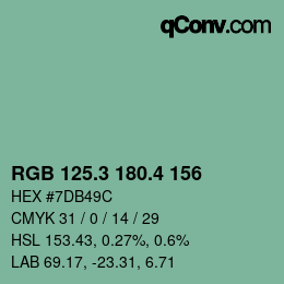 カラーコード: RGB 125.3 180.4 156 | qconv.com