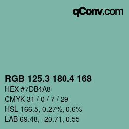カラーコード: RGB 125.3 180.4 168 | qconv.com