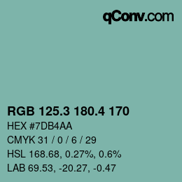 カラーコード: RGB 125.3 180.4 170 | qconv.com