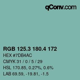 カラーコード: RGB 125.3 180.4 172 | qconv.com