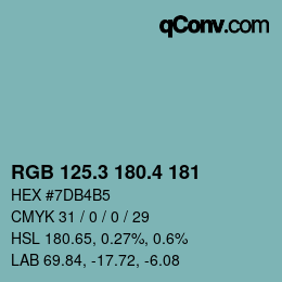 カラーコード: RGB 125.3 180.4 181 | qconv.com