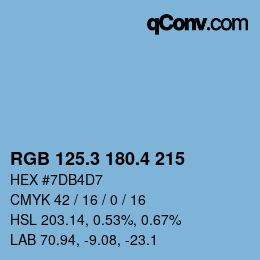 カラーコード: RGB 125.3 180.4 215 | qconv.com