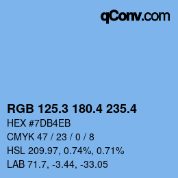 カラーコード: RGB 125.3 180.4 235.4 | qconv.com