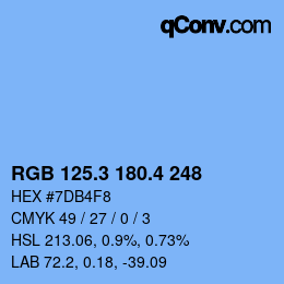 カラーコード: RGB 125.3 180.4 248 | qconv.com