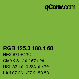 カラーコード: RGB 125.3 180.4 60 | qconv.com