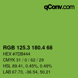 カラーコード: RGB 125.3 180.4 68 | qconv.com