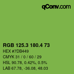 カラーコード: RGB 125.3 180.4 73 | qconv.com