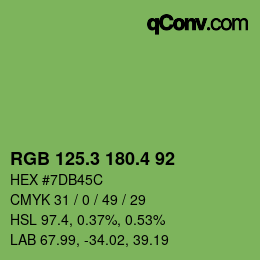 カラーコード: RGB 125.3 180.4 92 | qconv.com