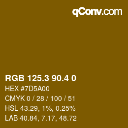 カラーコード: RGB 125.3 90.4 0 | qconv.com