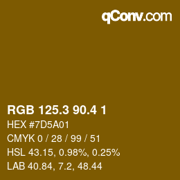 カラーコード: RGB 125.3 90.4 1 | qconv.com