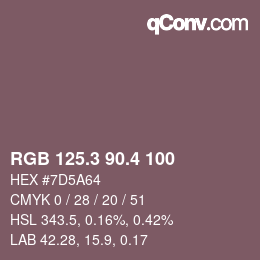 カラーコード: RGB 125.3 90.4 100 | qconv.com