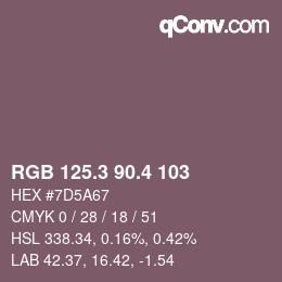 カラーコード: RGB 125.3 90.4 103 | qconv.com