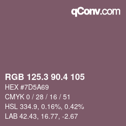 カラーコード: RGB 125.3 90.4 105 | qconv.com