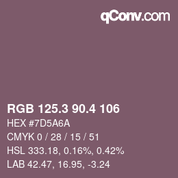 カラーコード: RGB 125.3 90.4 106 | qconv.com