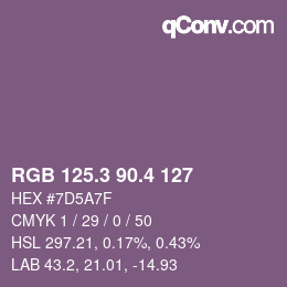 カラーコード: RGB 125.3 90.4 127 | qconv.com