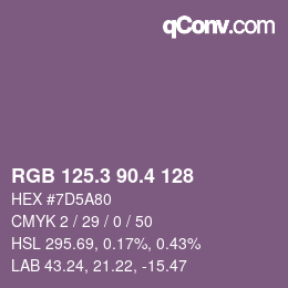 カラーコード: RGB 125.3 90.4 128 | qconv.com