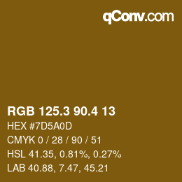 カラーコード: RGB 125.3 90.4 13 | qconv.com