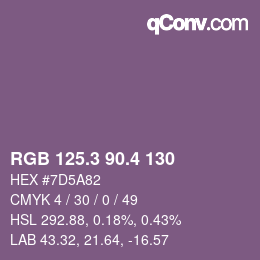 カラーコード: RGB 125.3 90.4 130 | qconv.com