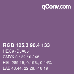 カラーコード: RGB 125.3 90.4 133 | qconv.com