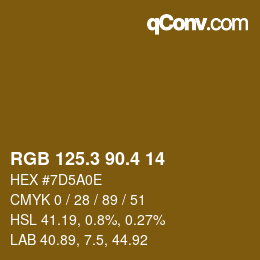 カラーコード: RGB 125.3 90.4 14 | qconv.com